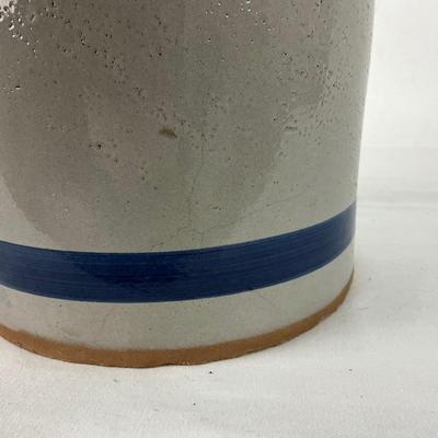 965 Vintage Blue and White Salt Glazed Banded Crock