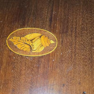 Antique Sewing Cabinet on legs, inlaid shell design