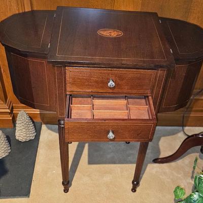 Antique Sewing Cabinet on legs, inlaid shell design