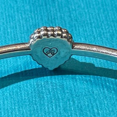 Vintage Carolyn Pollack Sterling Silver CZ Heart Bangle Bracelet in Good Condition.