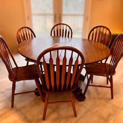 Antique Solid Wood Claw Foot Dining Table 6 Chairs