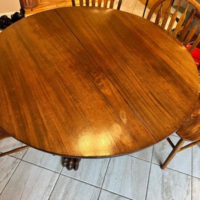 Antique Solid Wood Claw Foot Dining Table 6 Chairs