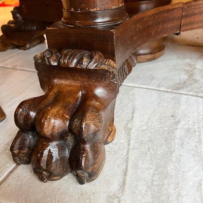 Antique Solid Wood Claw Foot Dining Table 6 Chairs