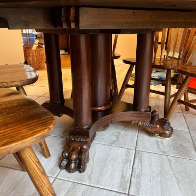 Antique Solid Wood Claw Foot Dining Table 6 Chairs