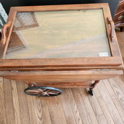 Vintage Tea Cart with Glass Serving Tray