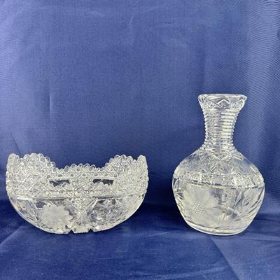 971 Antique American Brilliant Cut Glass Bowl / Decanter