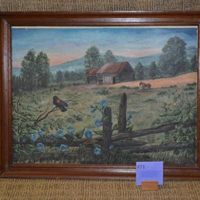 1982 Framed Landscape Original Art by Jane Newman