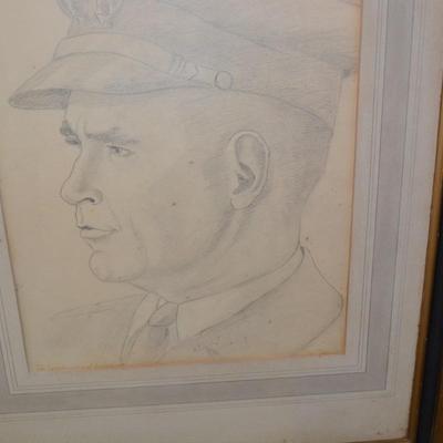 Framed & Matted Pencil Drawing of Colonel Frank M. Wray (Francis)