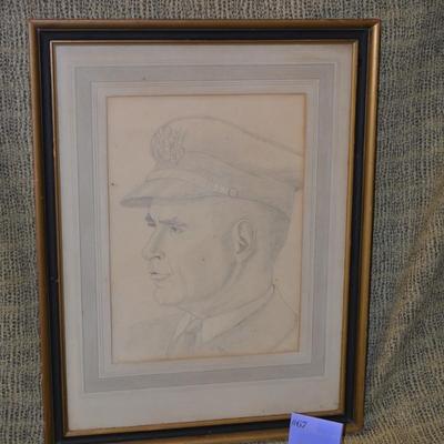 Framed & Matted Pencil Drawing of Colonel Frank M. Wray (Francis)