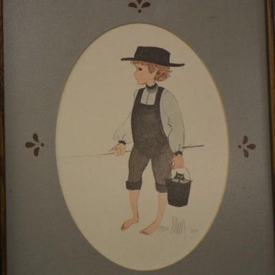 Framed & Matted P. Buckley Moss Signed Print 990/1000 from 1982 11.5"x9.75"