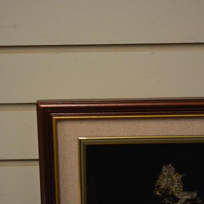 RARE Silver & Gold Hand Sewn Karno Tanding Traditional Javanese Wall Art in Shadow Box