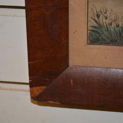 Antique Kellogg's & Thayer "Rural Pastime" 399 Framed Lithograph 16.25"x12.5" AS IS