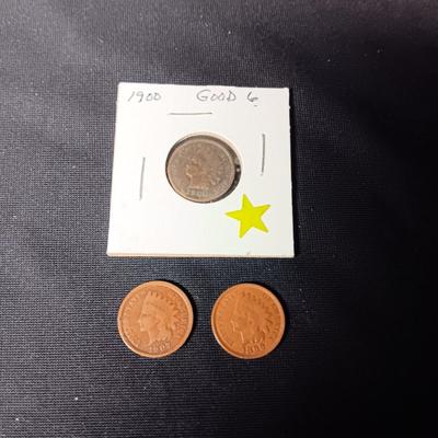 3 INDIAN HEAD PENNIES
