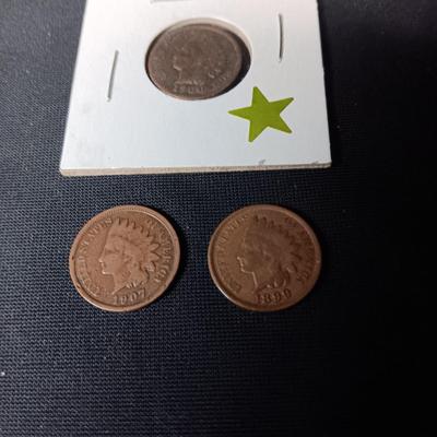 3 INDIAN HEAD PENNIES