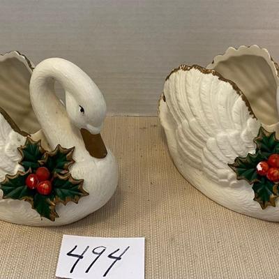 Christmas Swans Planters