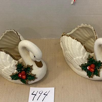 Christmas Swans Planters