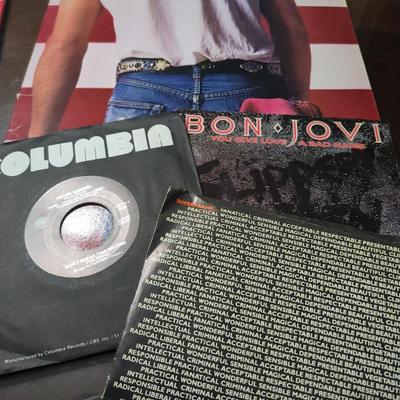 4 Vinyl Records Springsteen Peter Gabriel Bon Jovi Supertramp