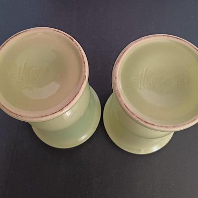 LOT 9: Pair of Vintage Hull Art Pottery Soft Green Vases