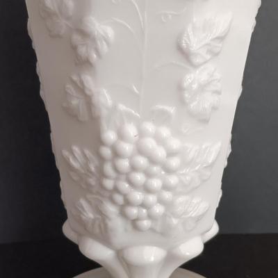 LOT 17: Milk Glass Collection- Set of 4 Candleholders w/ Pitcher and Vase