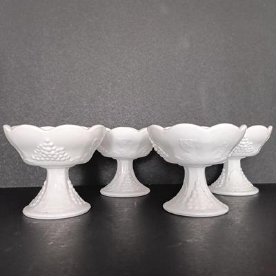 LOT 17: Milk Glass Collection- Set of 4 Candleholders w/ Pitcher and Vase