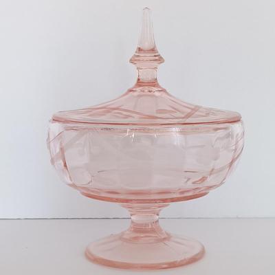 LOT 24: Pink Depression Glass Dishes, Bowls & Vases