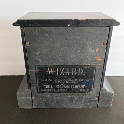 LOT 30: Antique / Vintage Mantle Clock - Wizard Eight Day Half-Hour Strike, Cathedral Gong, and Patent Regulator by The E. Ingraham Company
