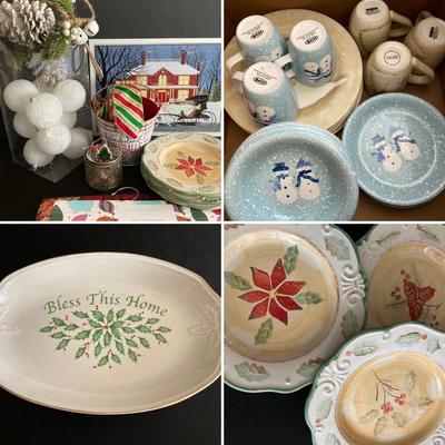 LOT 48: Collection of Christmas / Holiday Dinnerware, Decorations and More - Lenox, Royal Norfolk and Sonoma