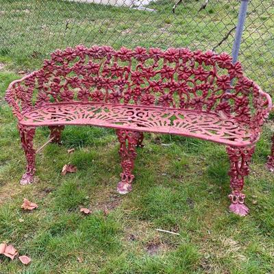LOT 51: Vintage Painted Iron Outdoor Benches