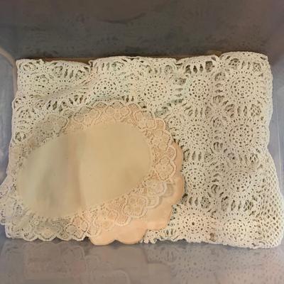 LOT 58: Crocheted Tablecloth and/or Doilies & Placemats