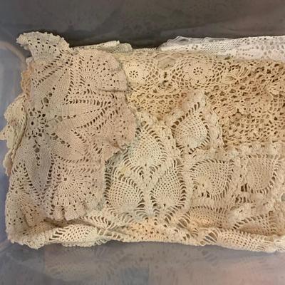 LOT 58: Crocheted Tablecloth and/or Doilies & Placemats