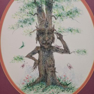 Set of 2 J. Hinerman Framed & Matted Signed Folk Art Prints '90 & '91