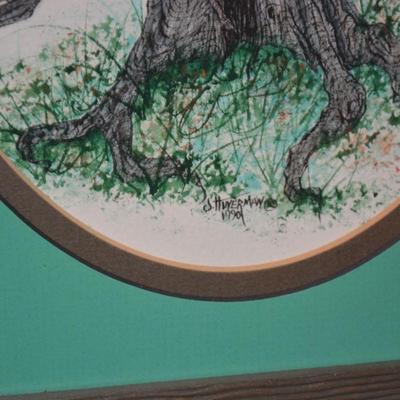 Set of 2 J. Hinerman Framed & Matted Signed Folk Art Prints '90 & '91