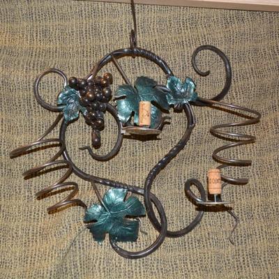 The Garden Gate of Bloomer Springs Hanging Iron Candle Holder Wine Stand 20.5"x17"