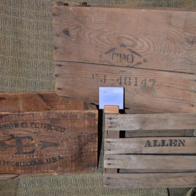 Lot of 3 Very Vintage Wooden Crates
