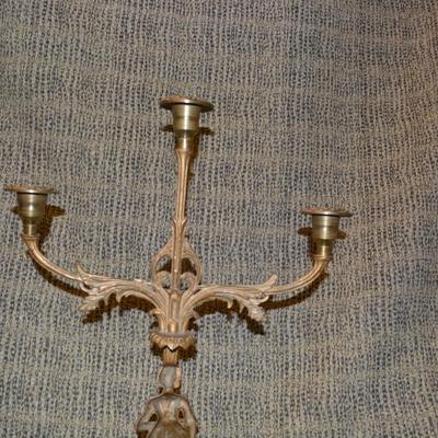 Very Vintage Brass Candelabra with Marble Base 17.5"x13"