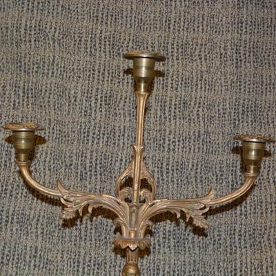 Very Vintage Brass Candelabra with Marble Base 17.5"x13"