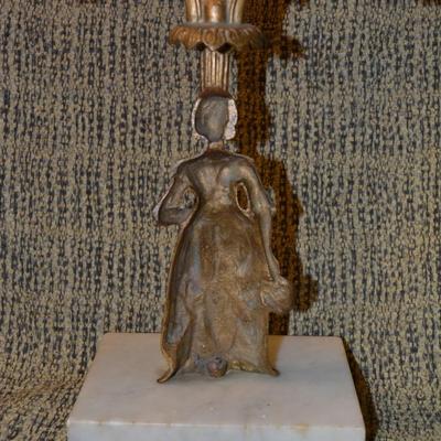 Very Vintage Brass Candelabra with Marble Base 17.5"x13"