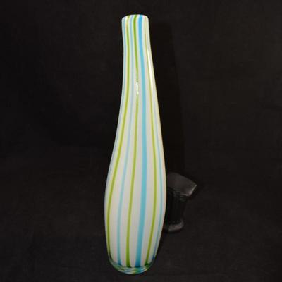 Vintage MCM Layered Stretched Glass Vase 14"