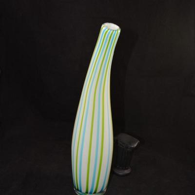 Vintage MCM Layered Stretched Glass Vase 14"