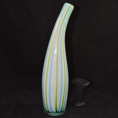 Vintage MCM Layered Stretched Glass Vase 14"