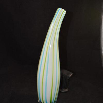 Vintage MCM Layered Stretched Glass Vase 14"