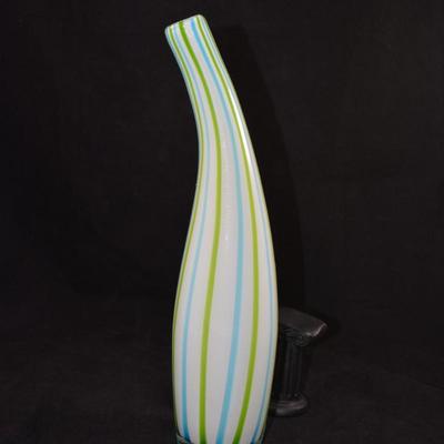 Vintage MCM Layered Stretched Glass Vase 14"