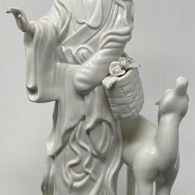 20th C. Chinese Blanc De Chine Figure of A Woman/ Lamb