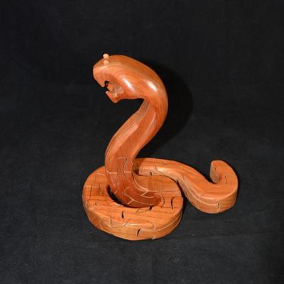 Wooden Art Cobra Puzzle w/ Box and Instructions 8x8x6 Assembled