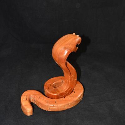 Wooden Art Cobra Puzzle w/ Box and Instructions 8x8x6 Assembled