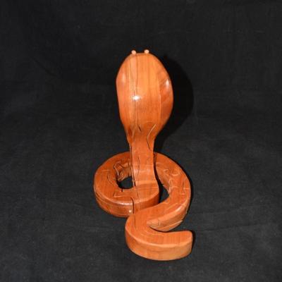 Wooden Art Cobra Puzzle w/ Box and Instructions 8x8x6 Assembled