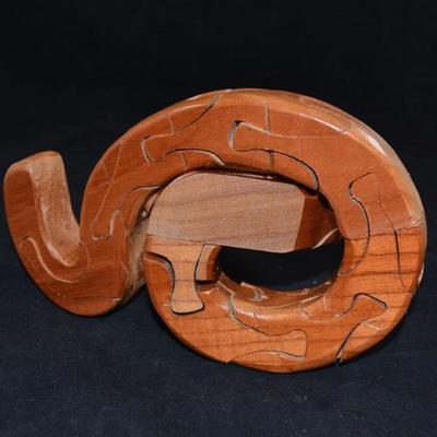 Wooden Art Cobra Puzzle w/ Box and Instructions 8x8x6 Assembled