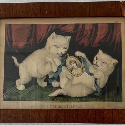Litho, Currier & Ives, My Little White Kitties