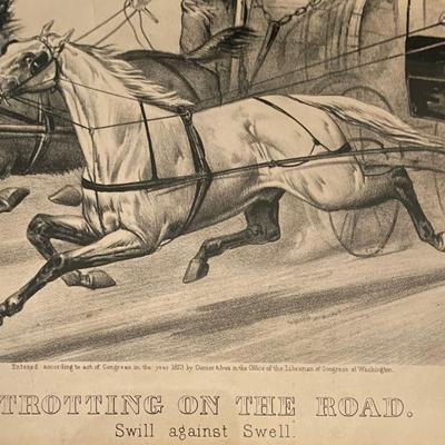 Litho, Currier & Ives, Trotting on the Road, Swill against Swell