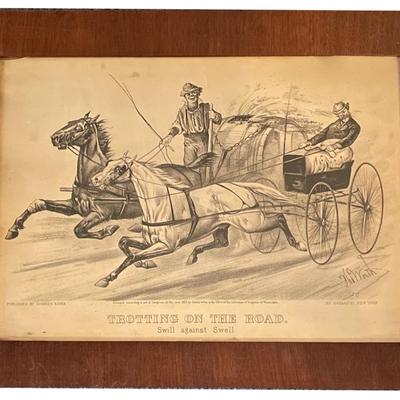 Litho, Currier & Ives, Trotting on the Road, Swill against Swell